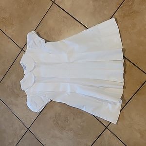 Vintage Little Folks White Cotton Pleated Dress Sz 5/6